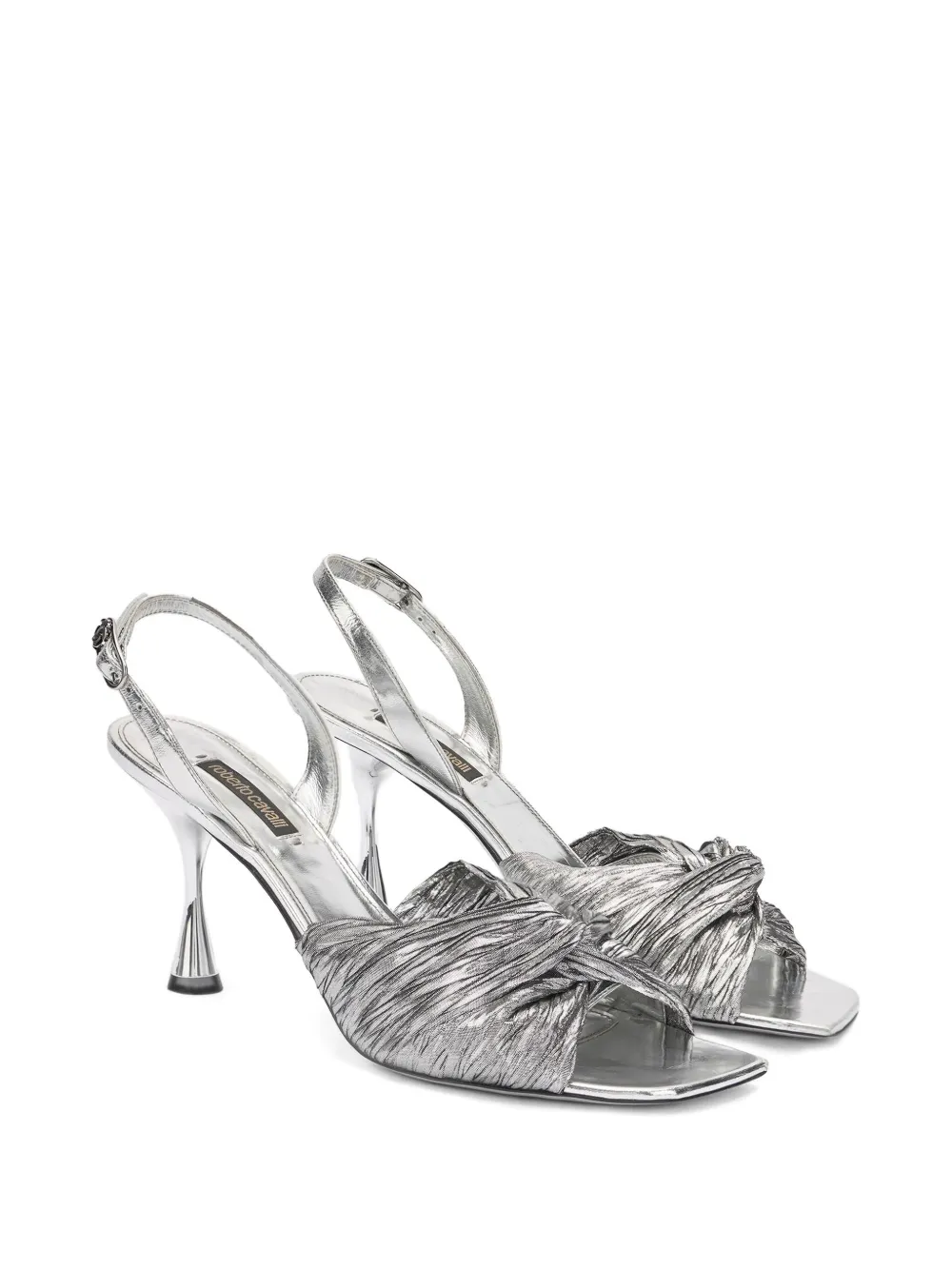 Roberto Cavalli twisted-front slingback sandals Silver