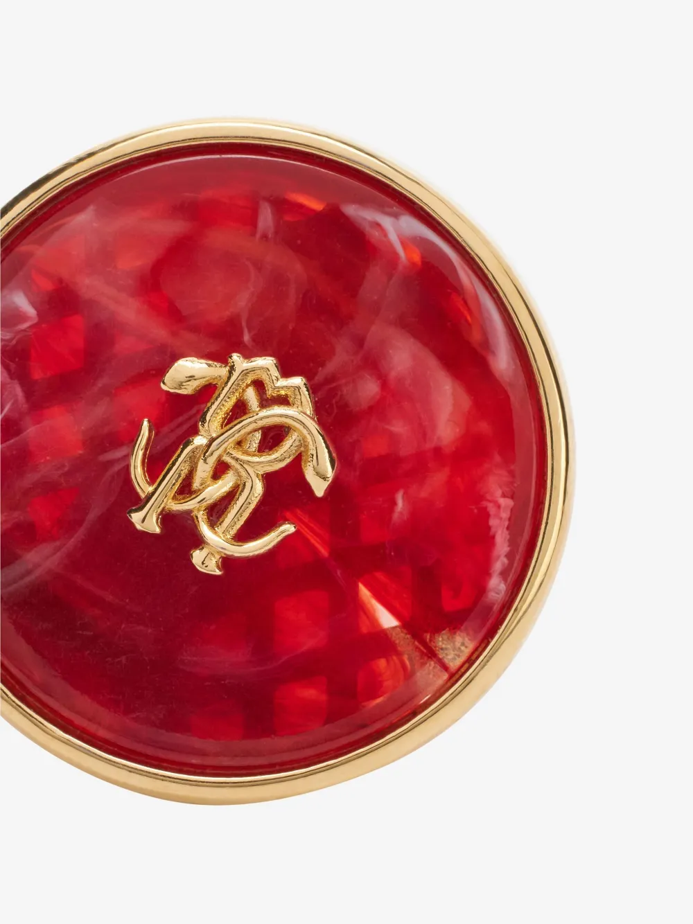 Roberto Cavalli Mirror Snake Monogram Clip-on Earrings In Gold