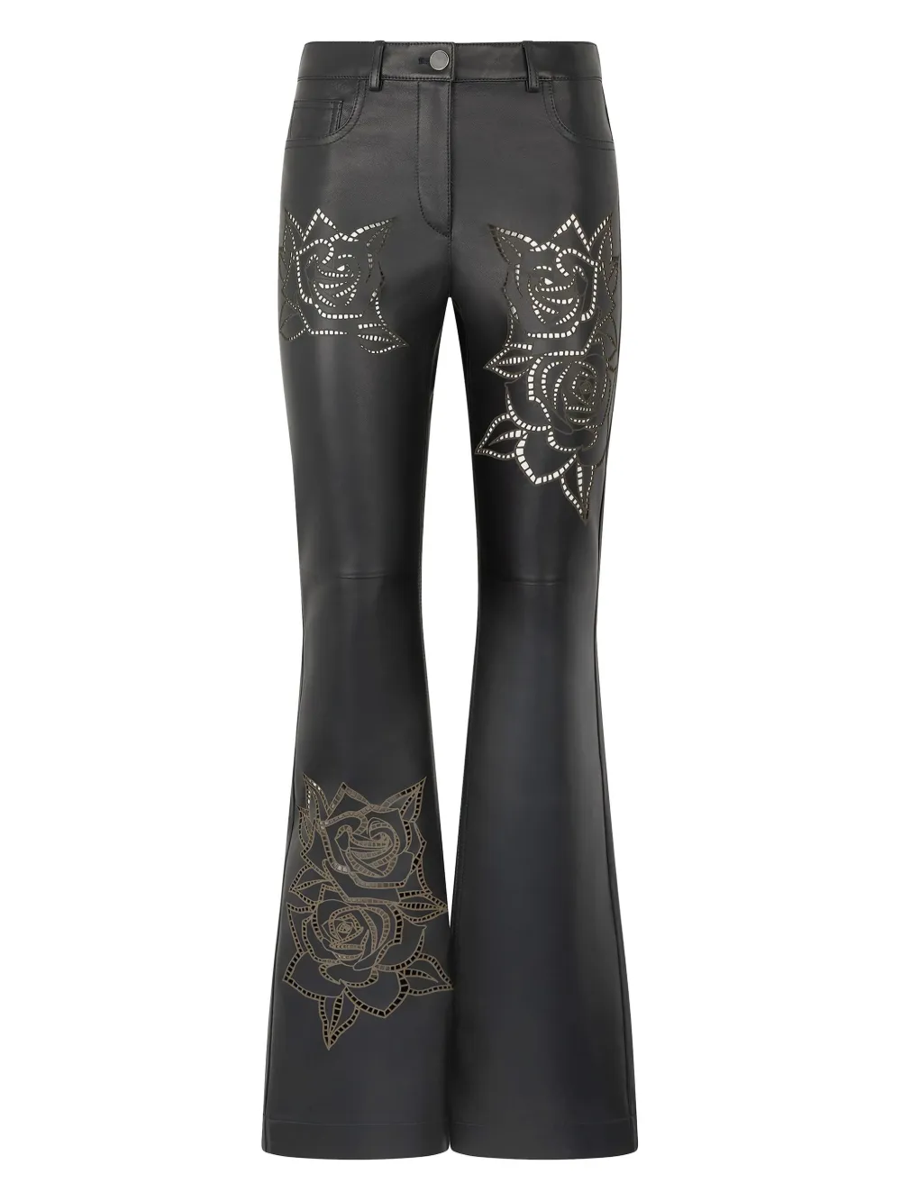 Roberto Cavalli Flared broek met geborduurde bloemen Zwart