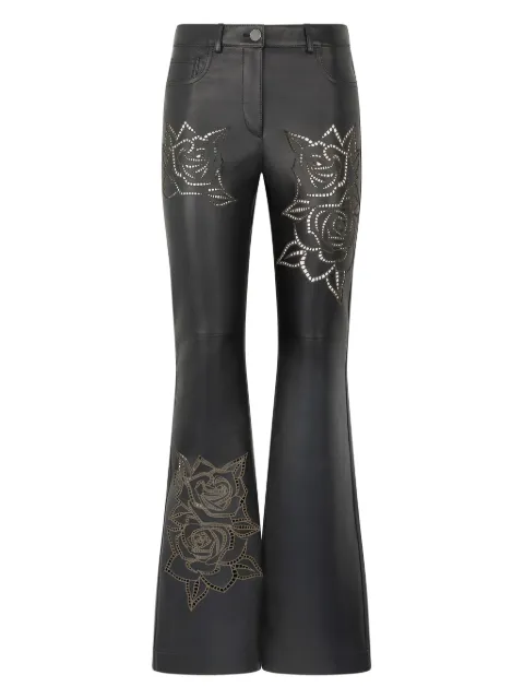 Roberto Cavalli floral-embroidery flared trousers