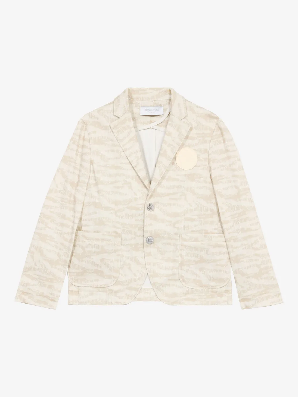Roberto Cavalli Gabardine Camouflage Logo Blazer In Neutrals