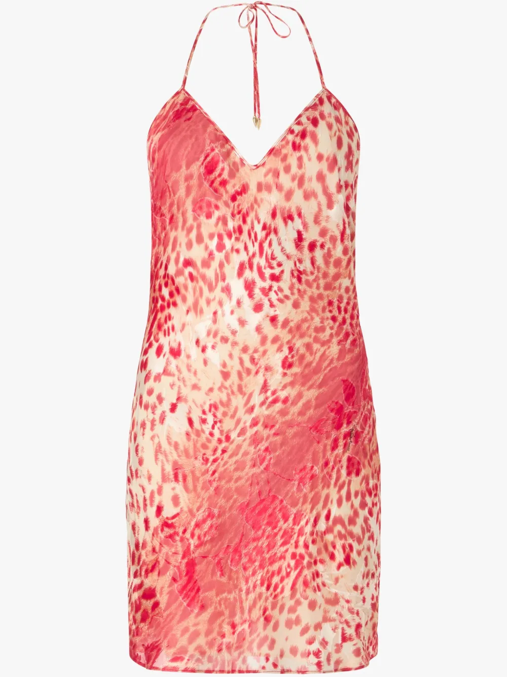 Shop Roberto Cavalli Jaguar-print Mini Dress In Red