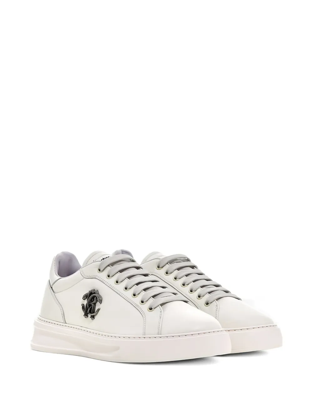 Roberto Cavalli logo-plaque leather sneakers White