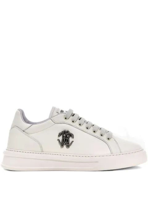 Roberto Cavalli logo-plaque leather sneakers