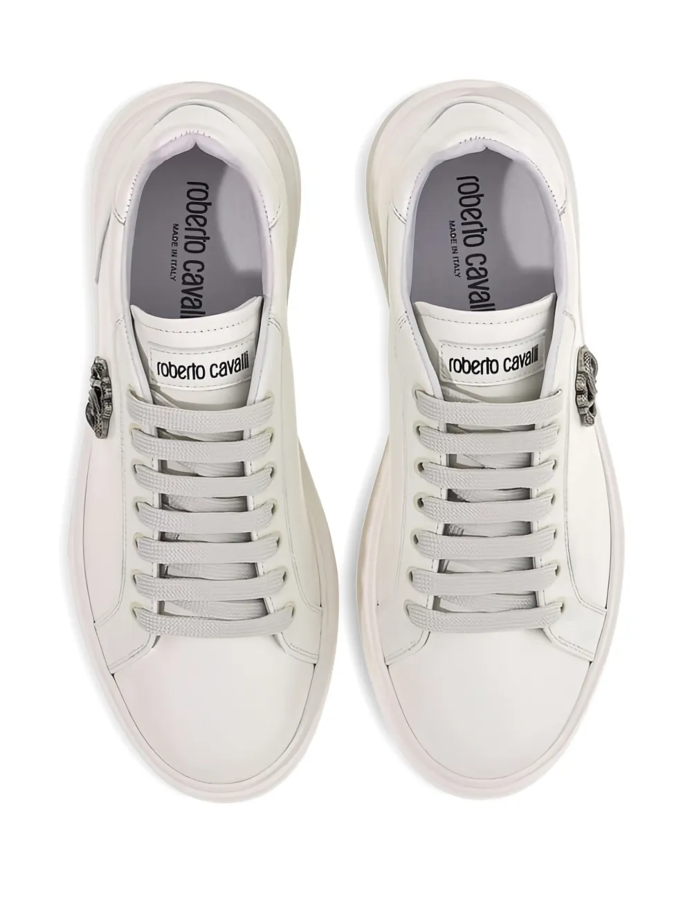 Roberto Cavalli logo-plaque leather sneakers White