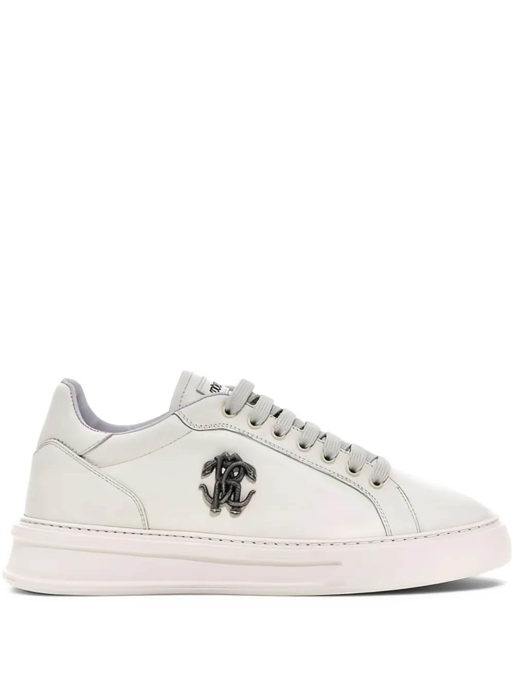 Roberto Cavalli logo-plaque leather sneakers White