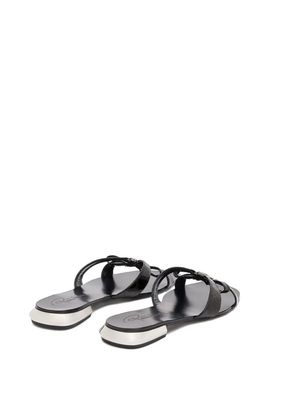 Roberto Cavalli embellished flat sandals Black