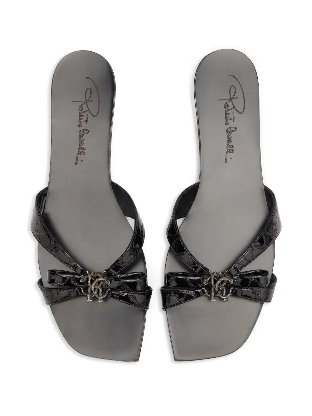 Roberto Cavalli embellished flat sandals Black