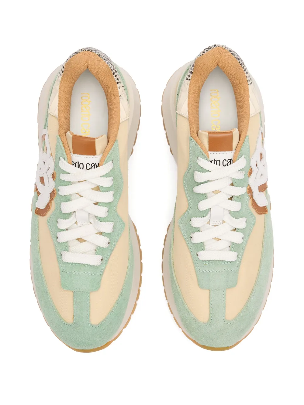 Roberto Cavalli leather-panelled sneakers Green