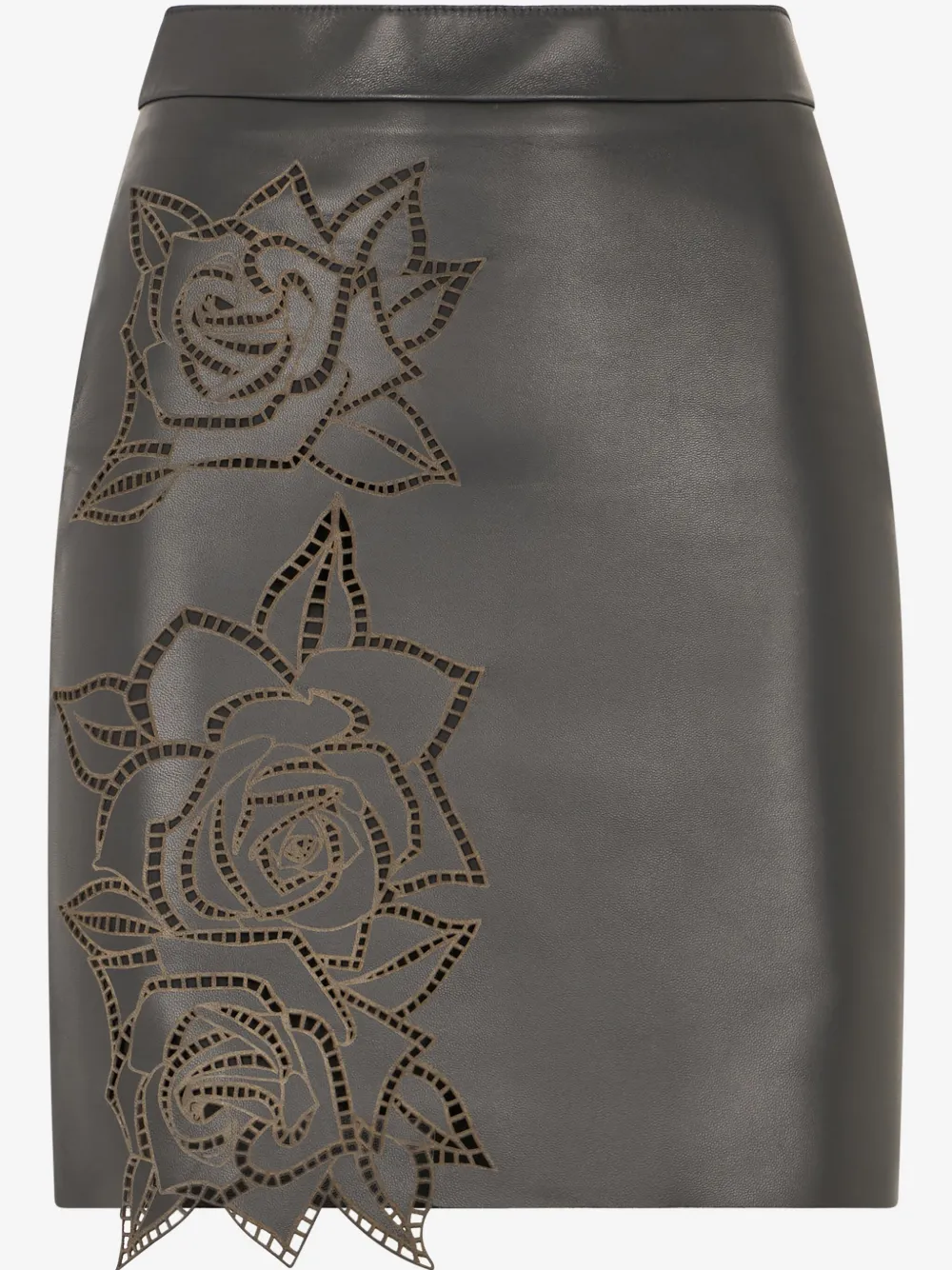 Roberto Cavalli Skirt With Perforated Rose Pattern In Black