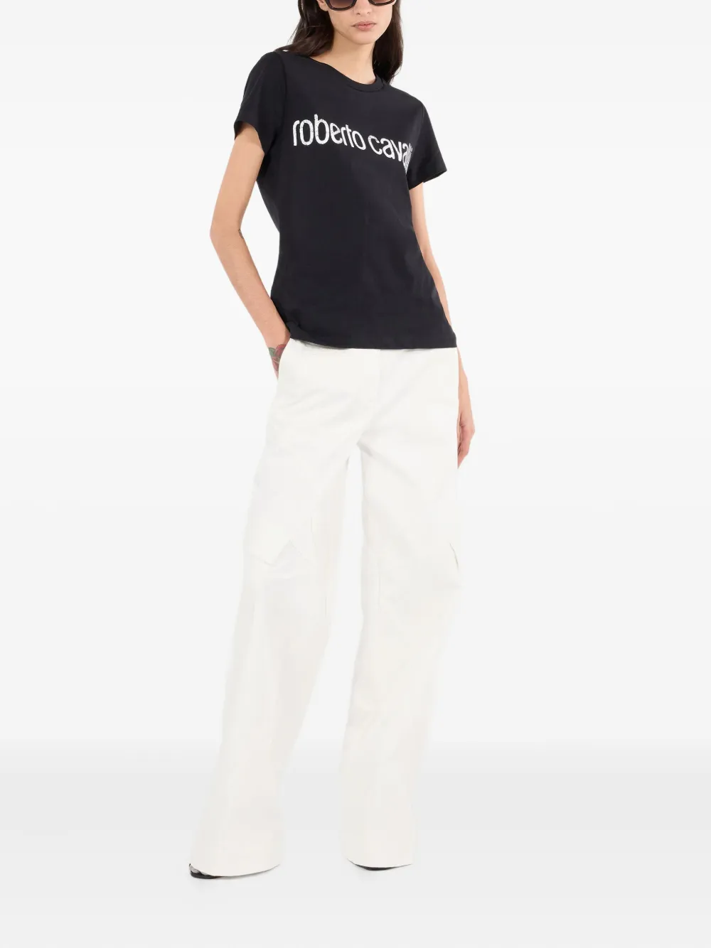 Roberto Cavalli Cargo broek met python-print - Beige