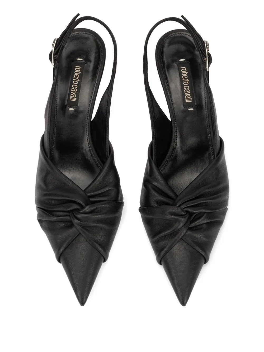 Roberto Cavalli knotted slingback pumps Black