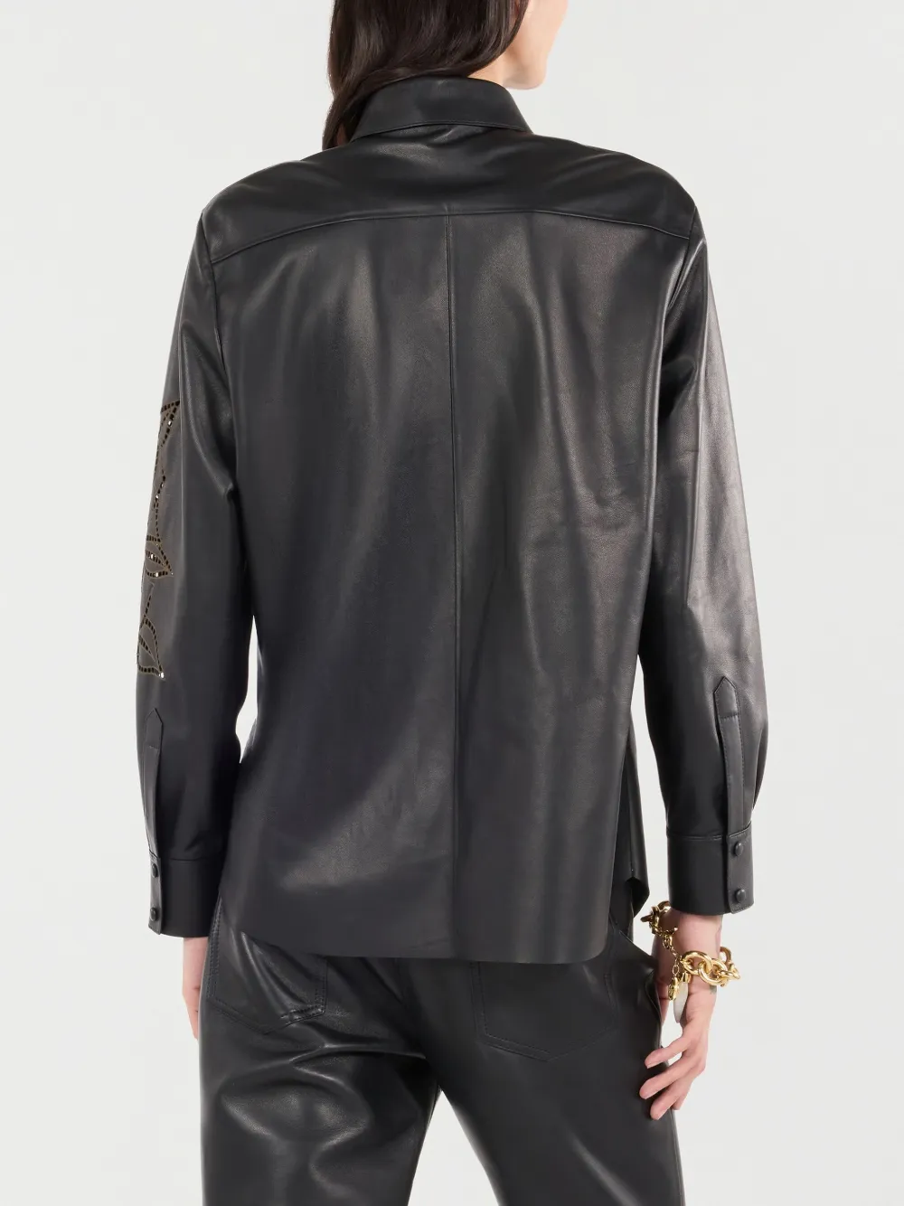 Roberto Cavalli Overhemd met bloemendetail en studs Zwart
