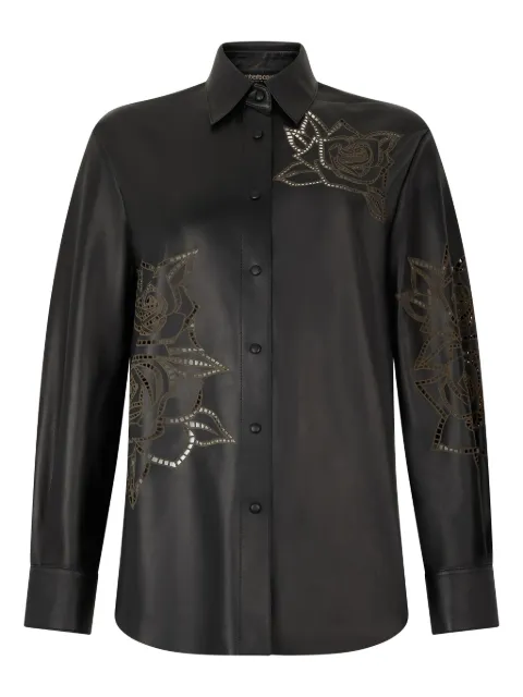 Roberto Cavalli camisa con apliques y detalle floral