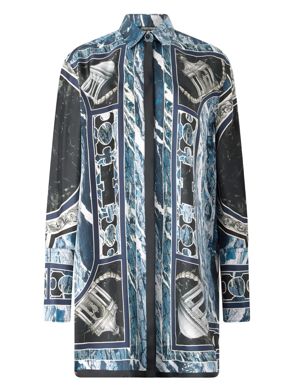 Roberto Cavalli camisa de seda larga | azul | Image 1