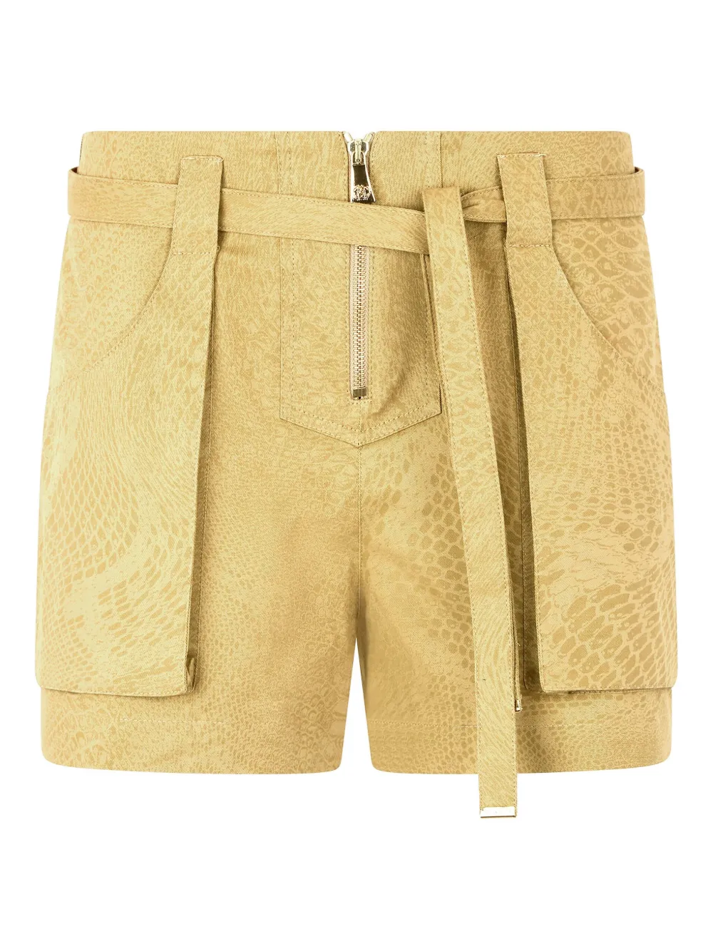 Roberto Cavalli python-print belted shorts | Neutrals | Image 1