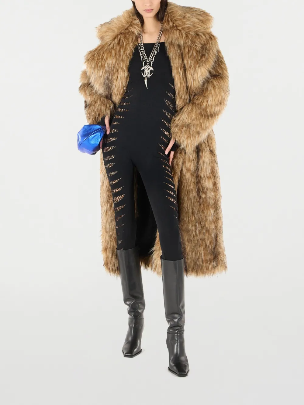 Shop Roberto Cavalli Ripped-effect Jumpsuit In Black