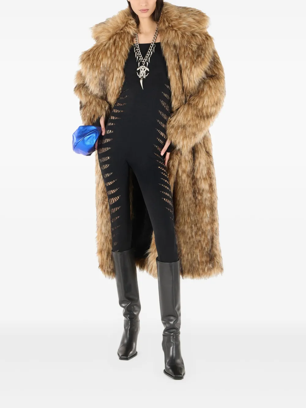 Roberto Cavalli Jumpsuit met gerafeld effect - Zwart