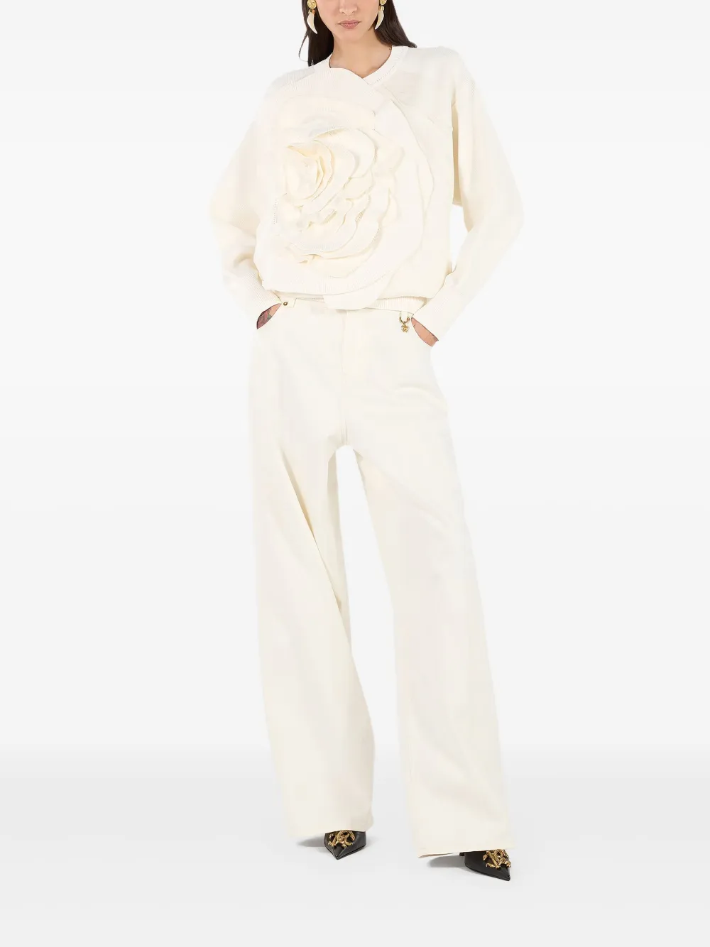 Roberto Cavalli 3D floral-detail sweater | Knitted Sweaters | Image 2
