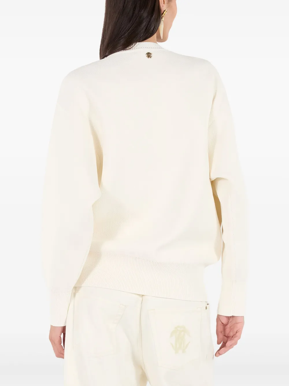 Roberto Cavalli 3d Floral-detail Sweater In Neutrals