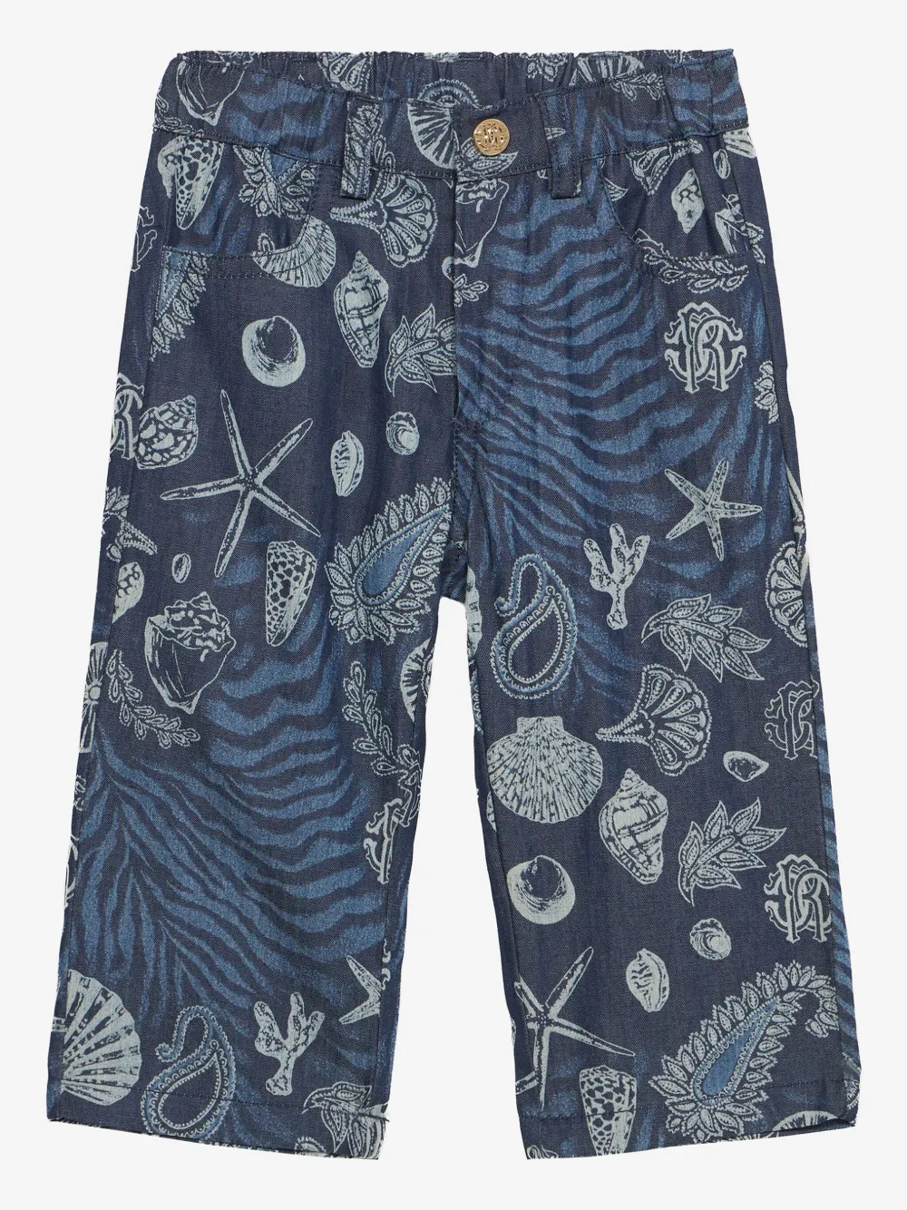 Shop Roberto Cavalli Junior Graphic-print Jeans In Blue