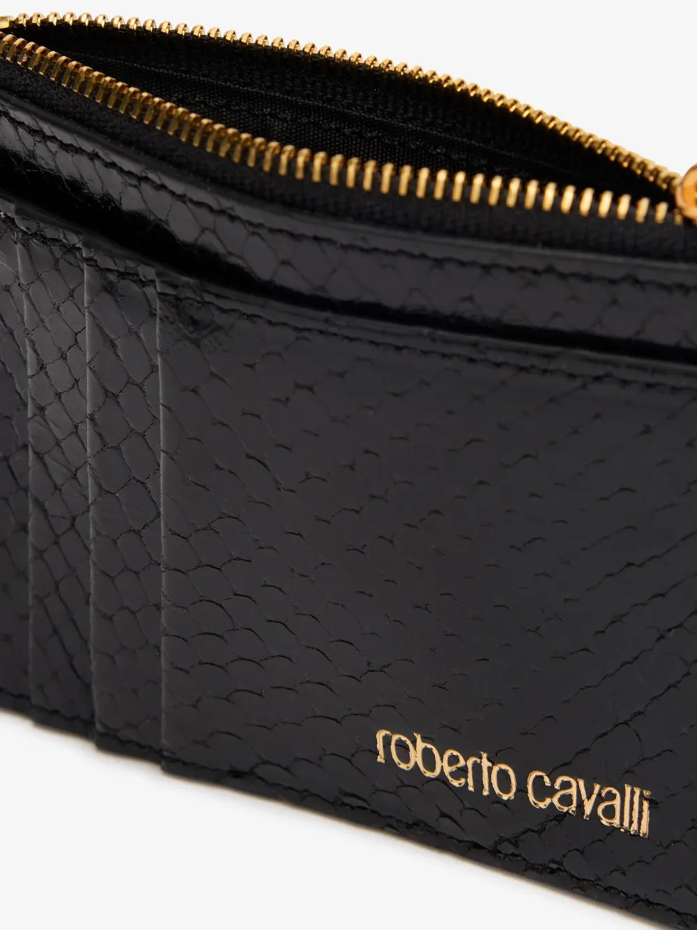 Shop Roberto Cavalli Leather Card Holder In Black