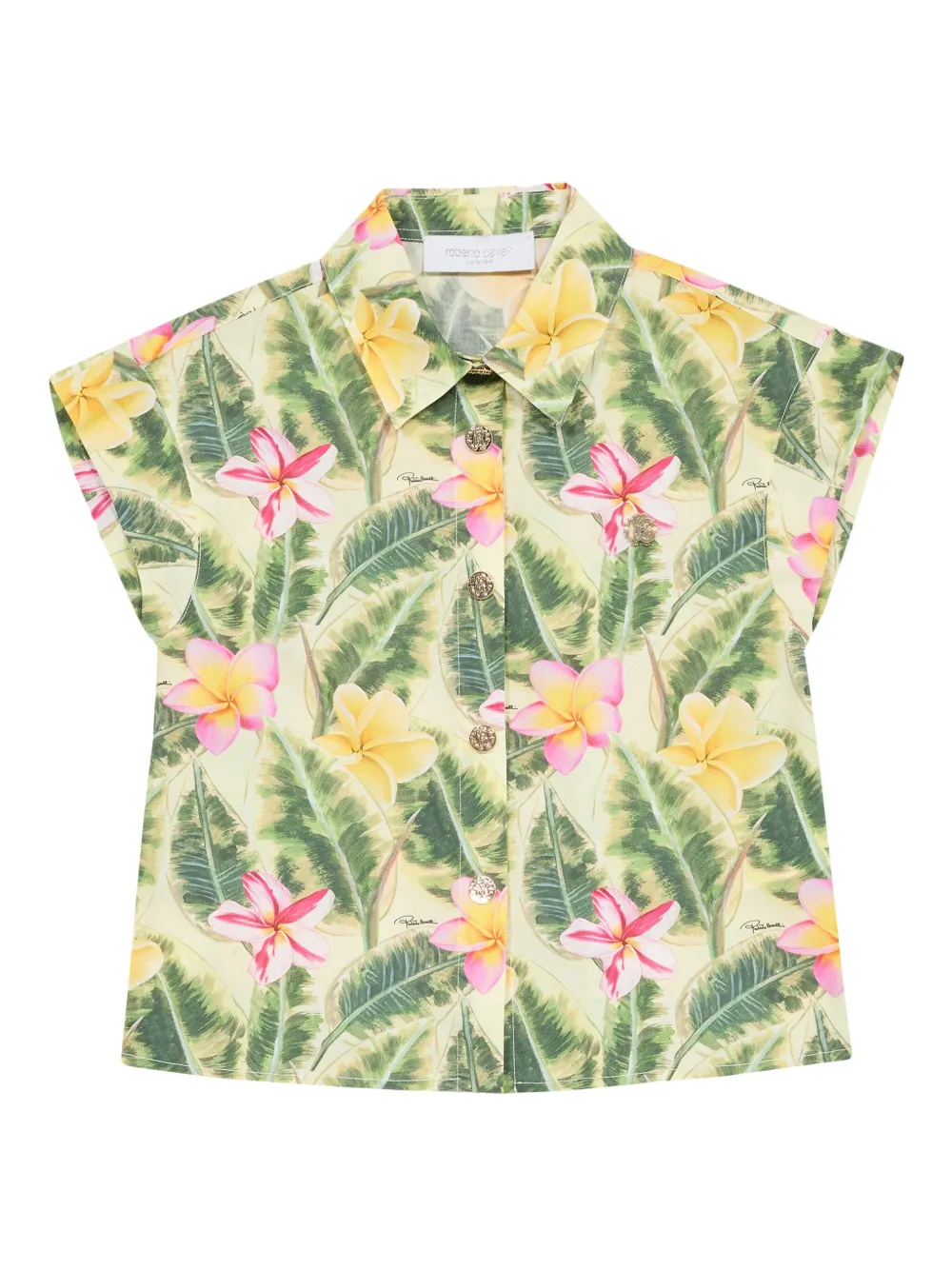 Roberto Cavalli Junior Shirt met bloe print Groen