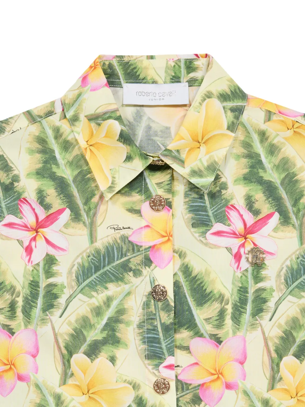  Roberto Cavalli Junior Floral Leaf Print Shirt - Green 