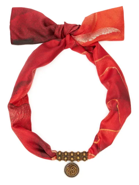 Roberto Cavalli collar de seda con logo en relieve