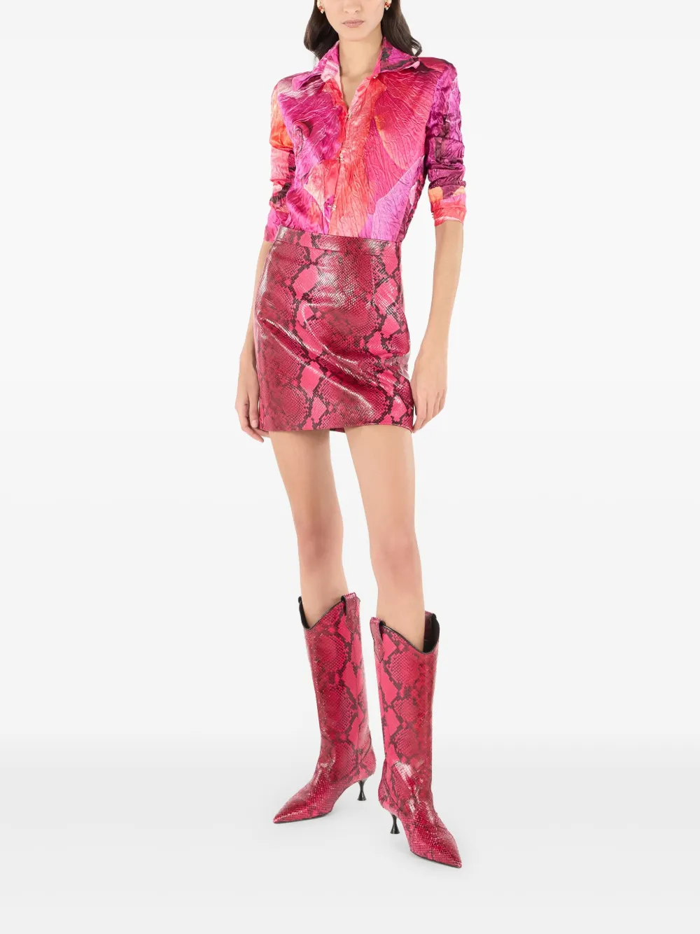 robertocavalli Roberto Cavalli Mini-rok met pythonprint - Roze
