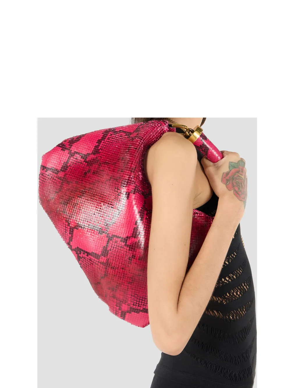 ROBERTO CAVALLI SNAKE-PRINT SHOULDER BAG