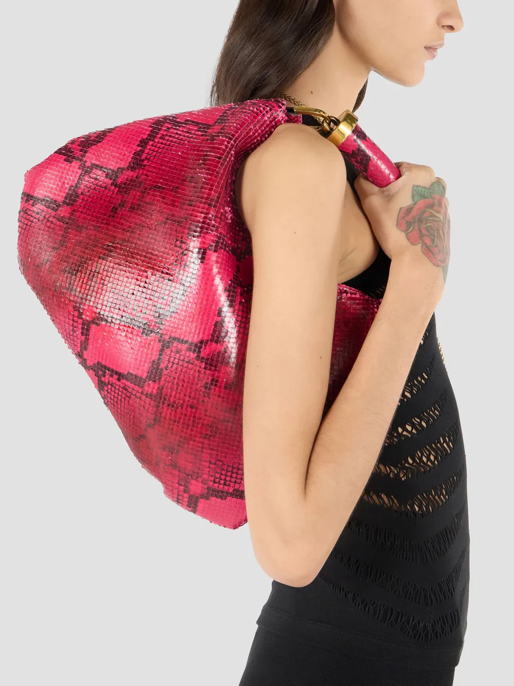 ROBERTO CAVALLI SNAKE-PRINT SHOULDER BAG
