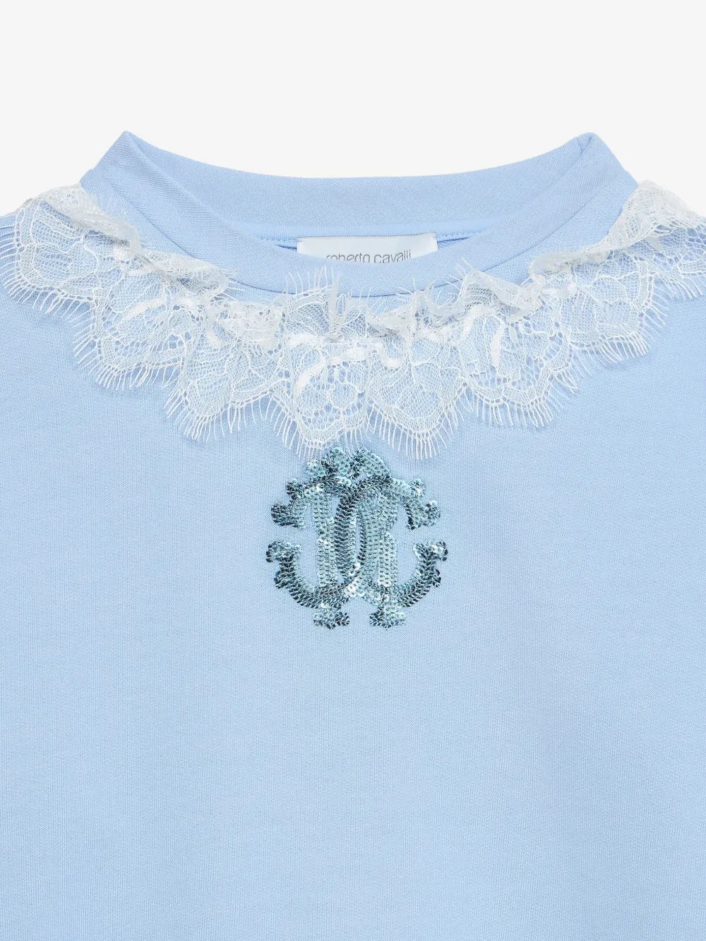 Roberto Cavalli Junior Sweater met kanten detail Blauw