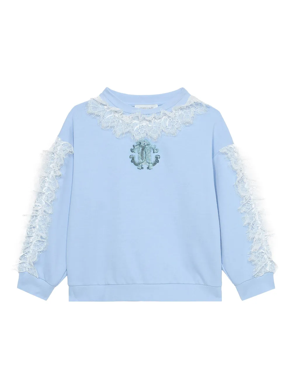 Roberto Cavalli Junior Moletom com detalhe de renda | Azul | Image 1