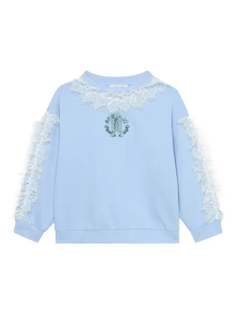 Roberto Cavalli Junior Moletom com detalhe de renda