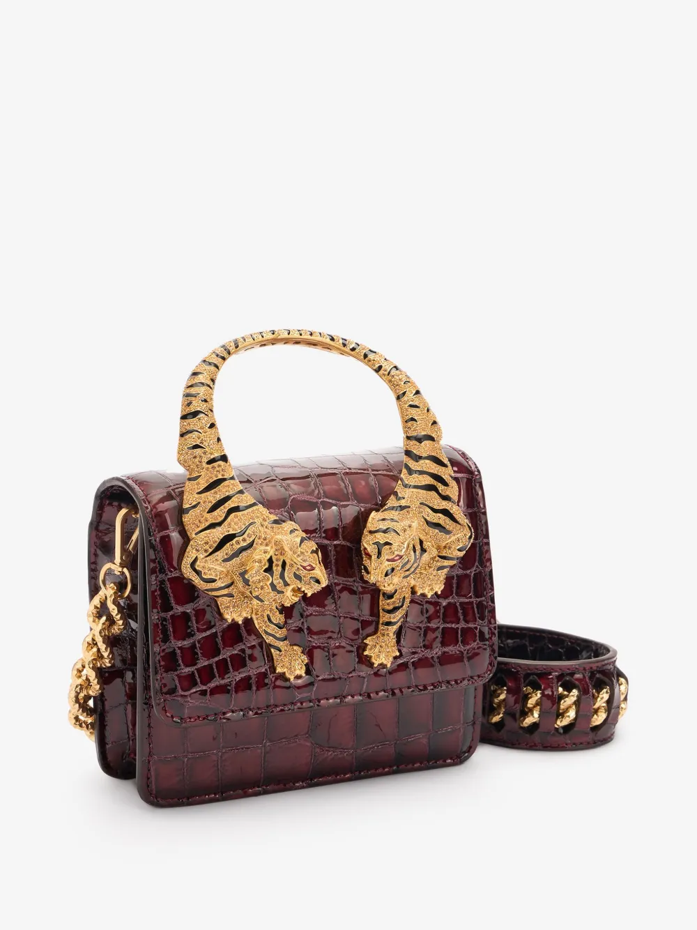 Roberto Cavalli Roar mini-tas met Crocodile-print Rood