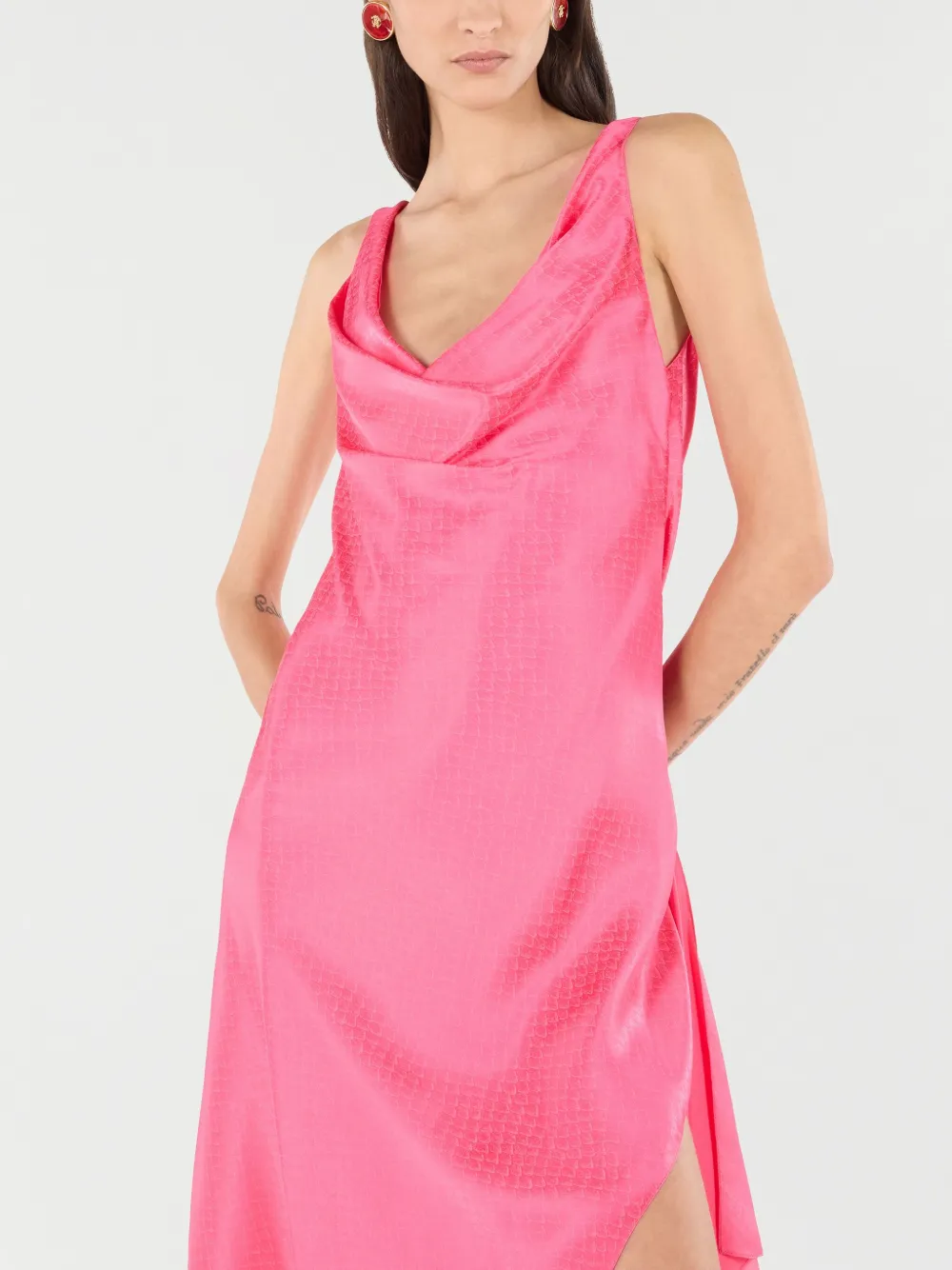 Roberto Cavalli Zijden midi-jurk Roze