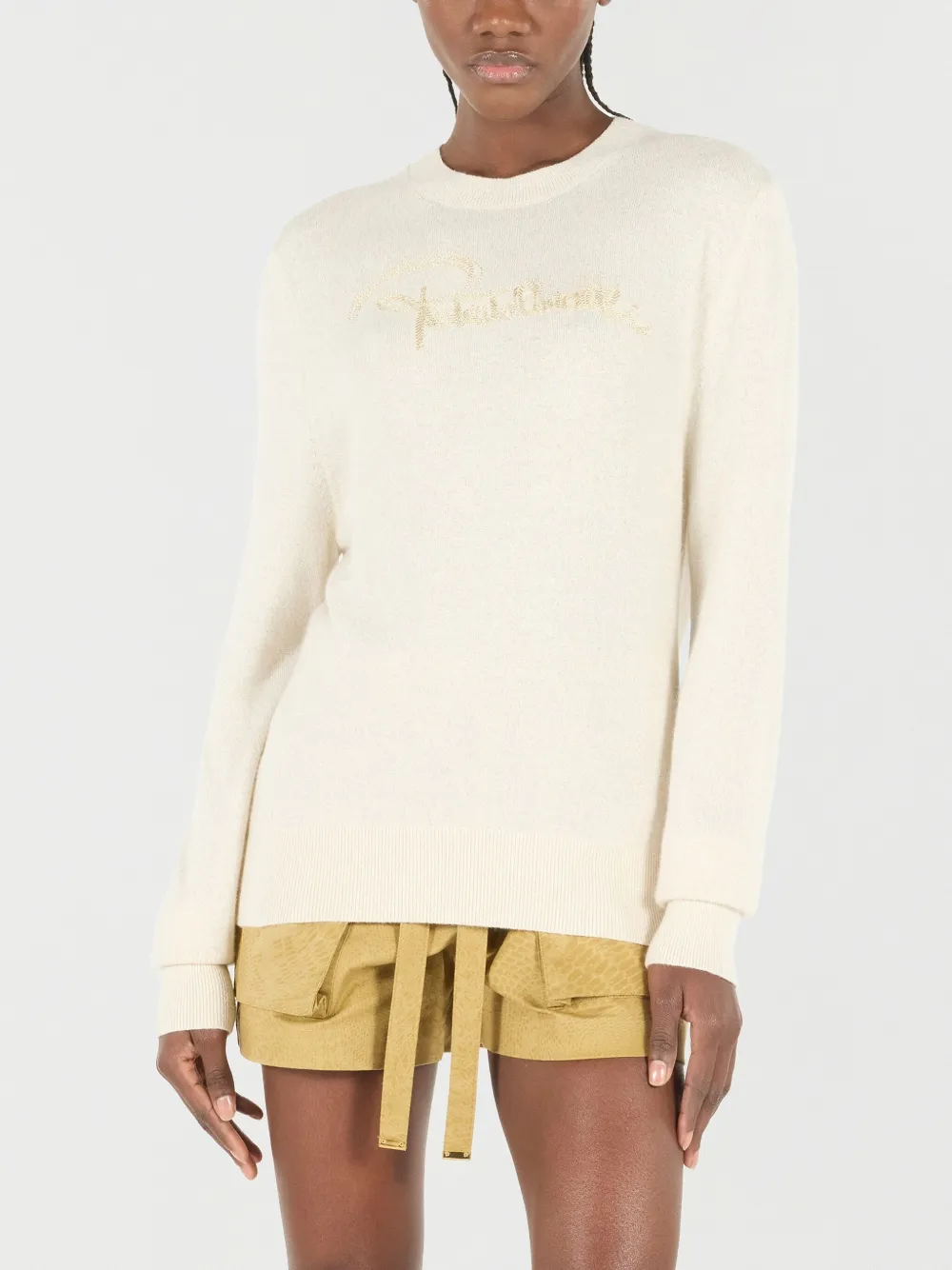 Roberto Cavalli Gebreide pullover met logo Beige