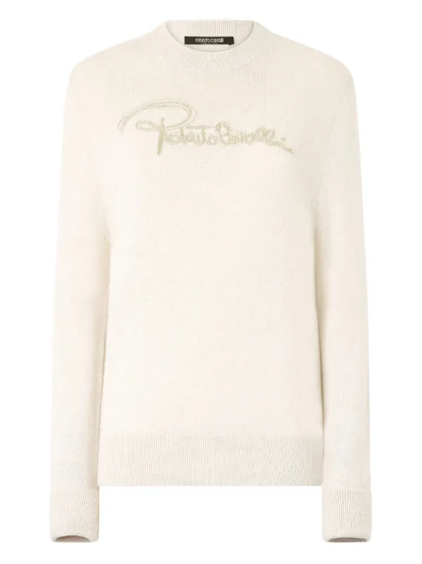 Roberto Cavalli Maglione Con Logo Toni Neutri FARFETCH IT