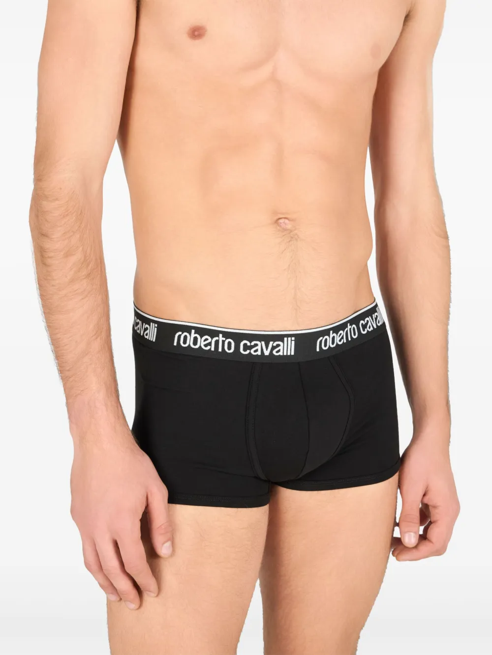 Roberto Cavalli Twee boxershorts met logoband Zwart