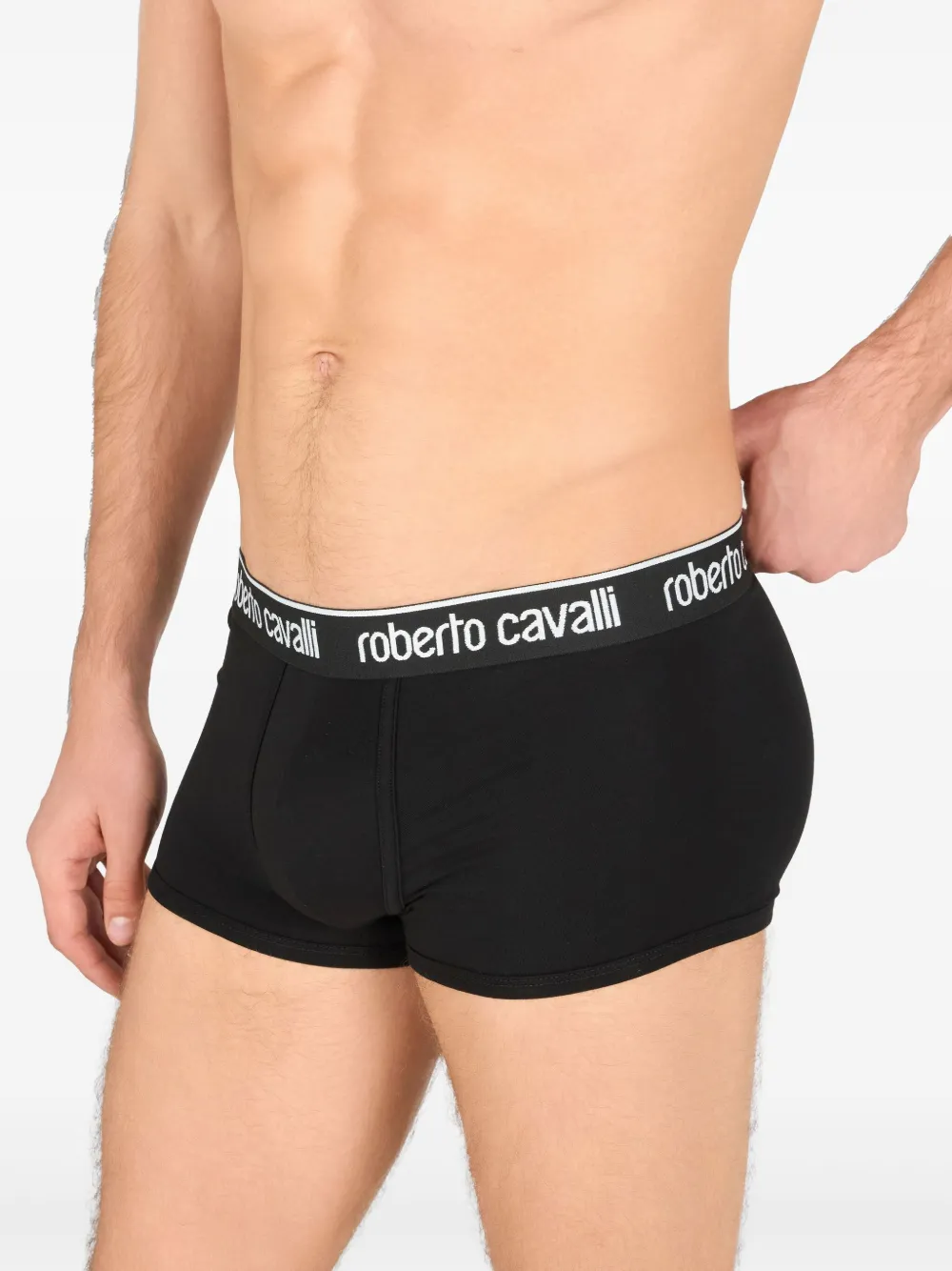 Roberto Cavalli Twee boxershorts met logoband Zwart