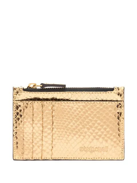 Roberto Cavalli metallic leather card holder