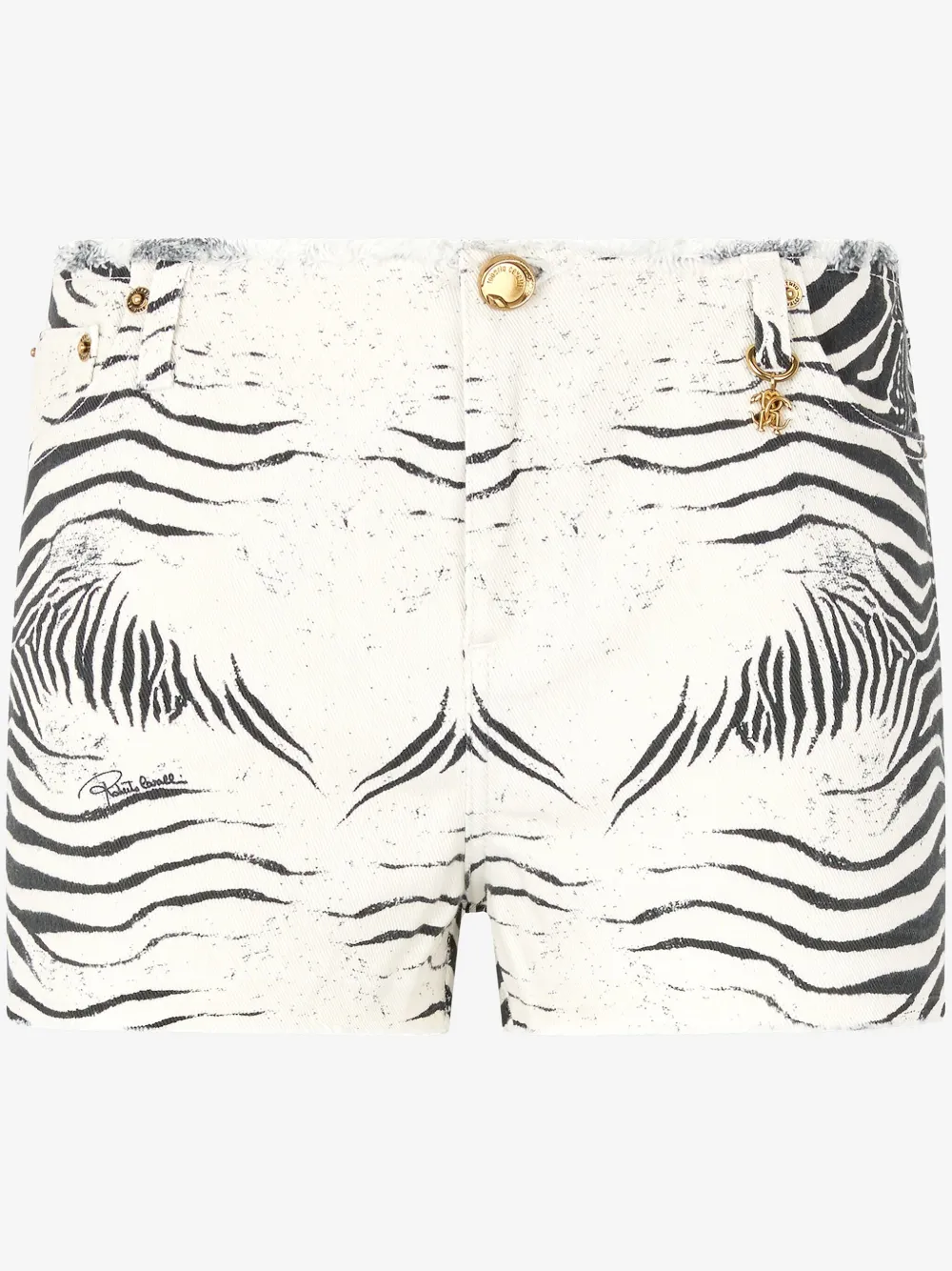 ROBERTO CAVALLI ZEBRA-PRINT DENIM SHORTS