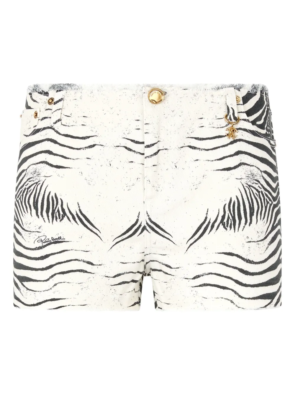 Roberto Cavalli zebra-print denim shorts | White | Image 1