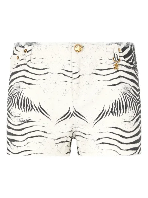 Roberto Cavalli shorts de mezclilla con estampado de cebra