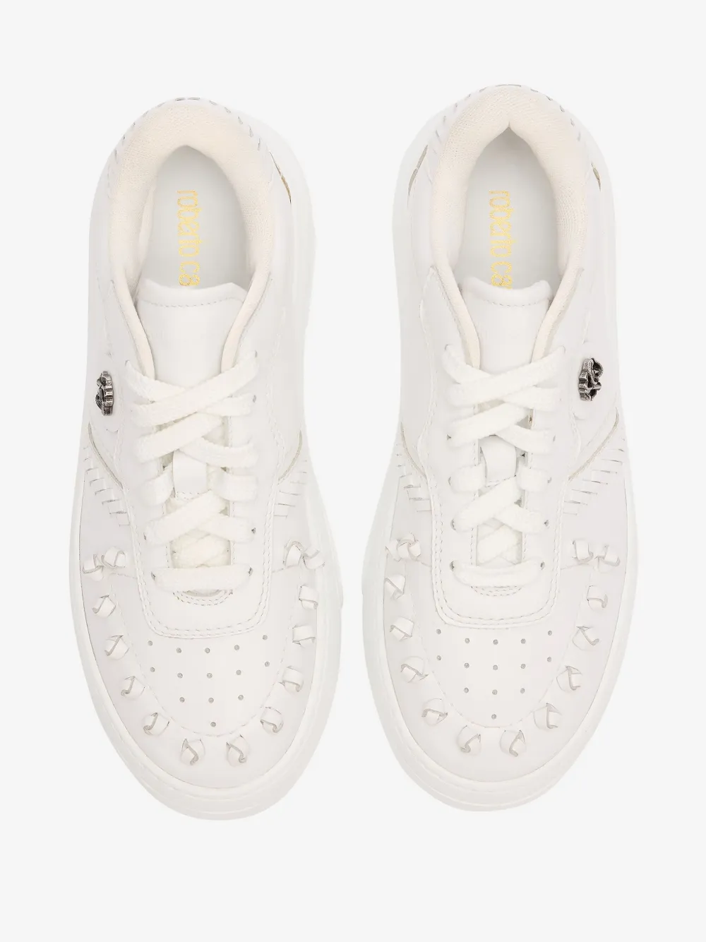 Roberto Cavalli Sneakers With Embossed Inserts In White
