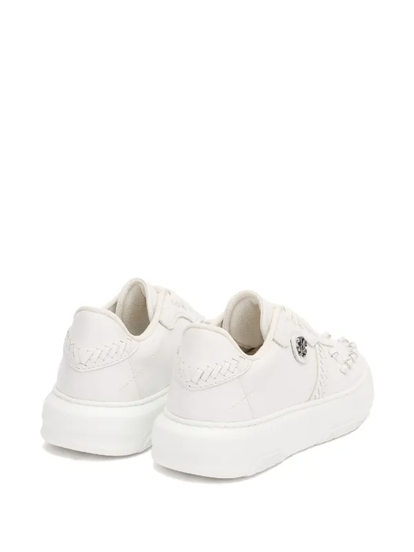 【Roberto Cavalli】 Mirrorレザースニーカー Roberto Cavalli Mirror Snake Leather Sneakers | White | FARFETCH