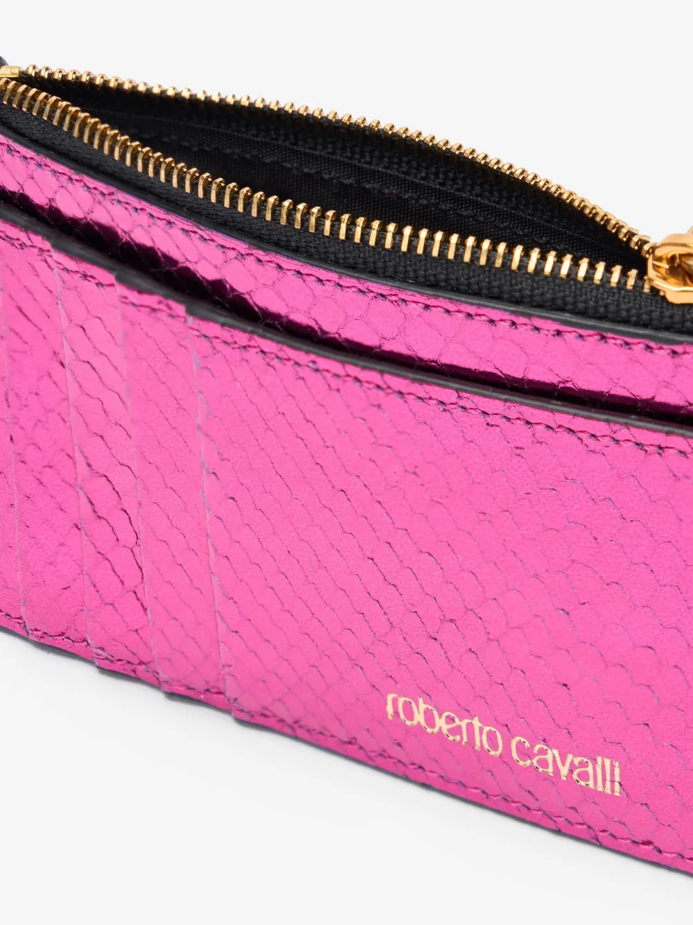 Shop Roberto Cavalli Leather Cardholder In Pink