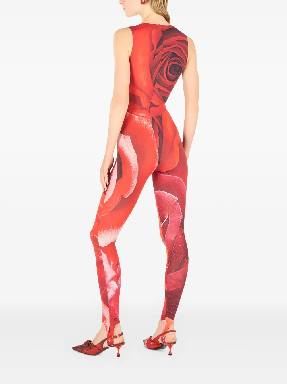 Roberto Cavalli Jumpsuit met roosprint Rood