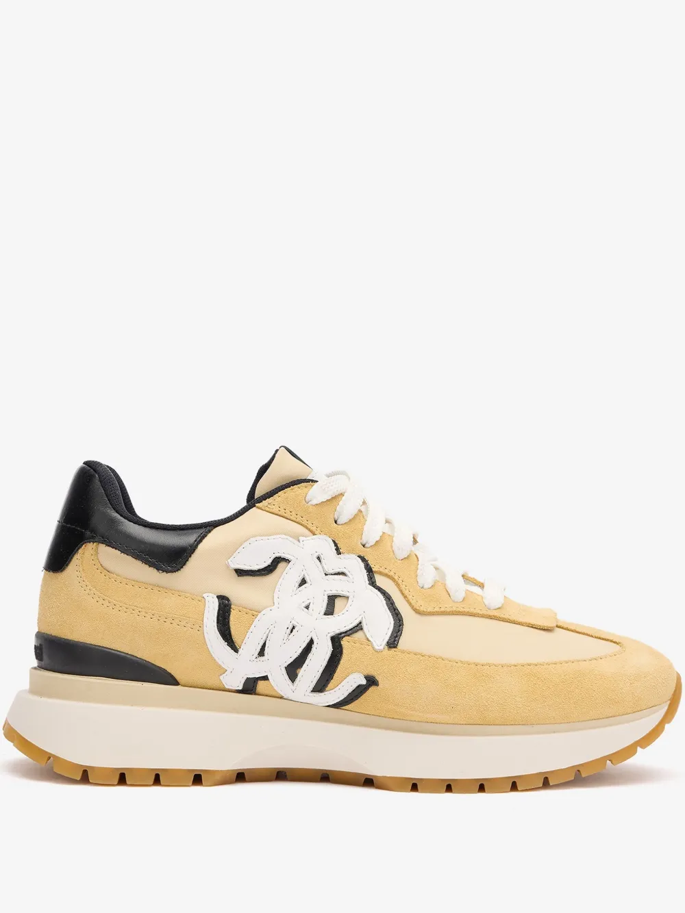 Shop Roberto Cavalli Leather-panelled Sneakers In Neutrals